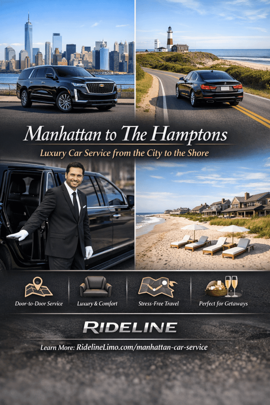 Luxury Manhattan to Hamptons car service by Rideline with black SUV transportation.