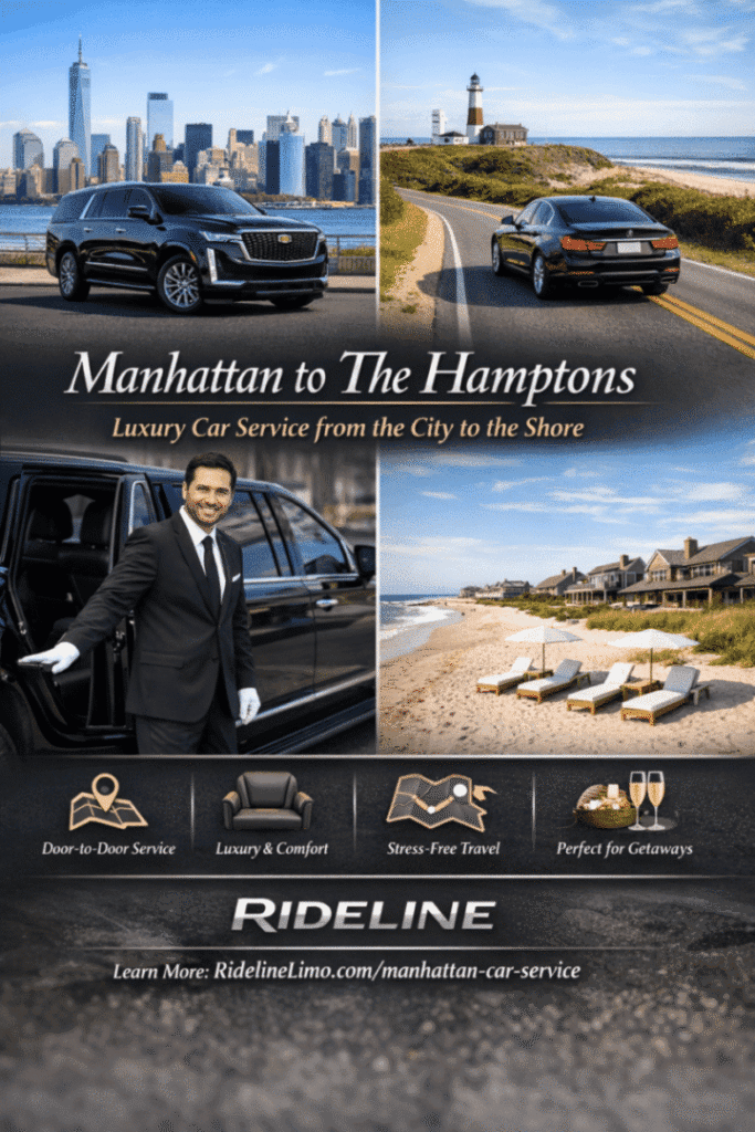 Luxury Manhattan to Hamptons car service by Rideline with black SUV transportation.
