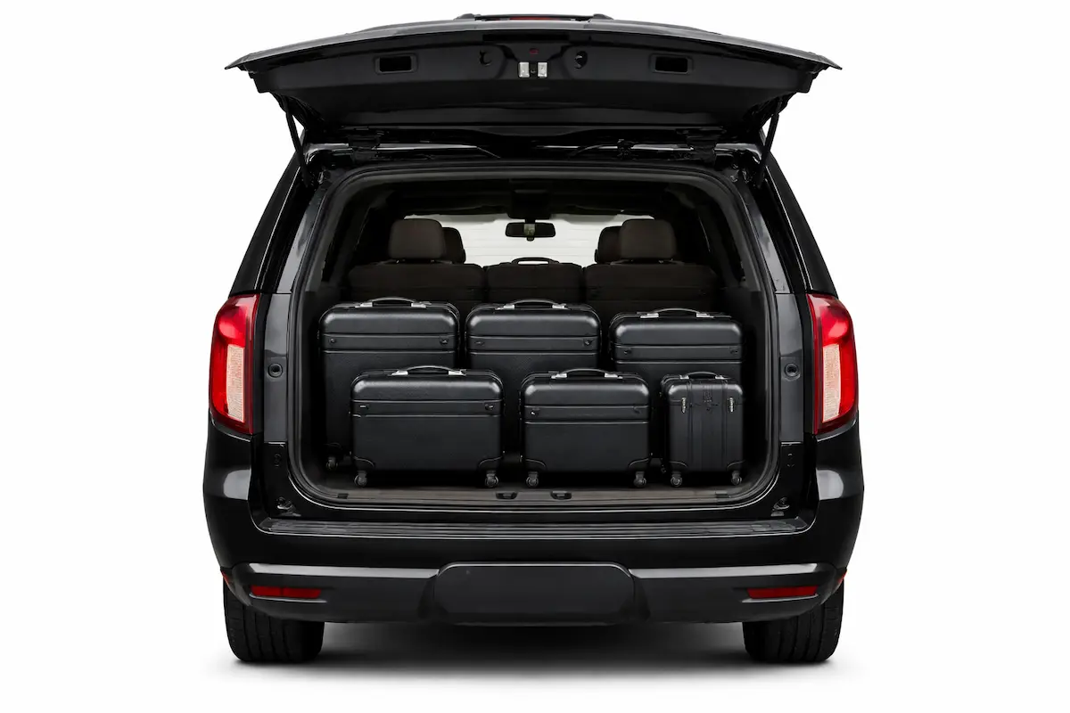 Chevrolet Suburban open trunk — spacious luggage capacity for airport transfers