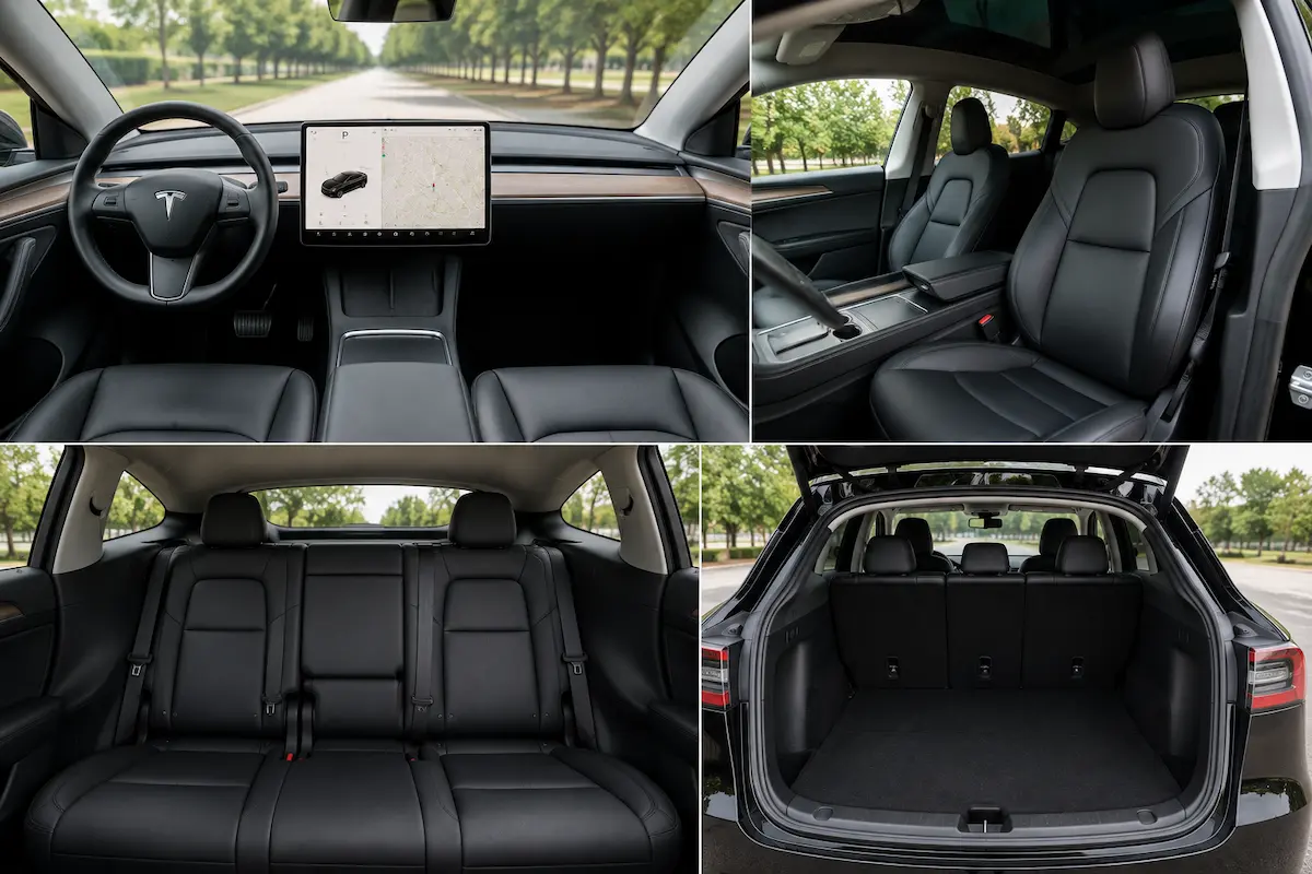 Tesla Model Y interior and trunk — Rideline economy car service Long Island